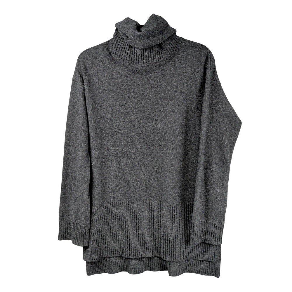 Diane von Furstenberg DVF Gray 100% Cashmere Turtleneck Sweater High-Low Hem M